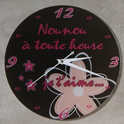 Gravure Events Horloge Je t'aime Nounou – Cadeau pour la fête des Nounous, Noël, Anniversaire, Fin de contrat, Fin d'année