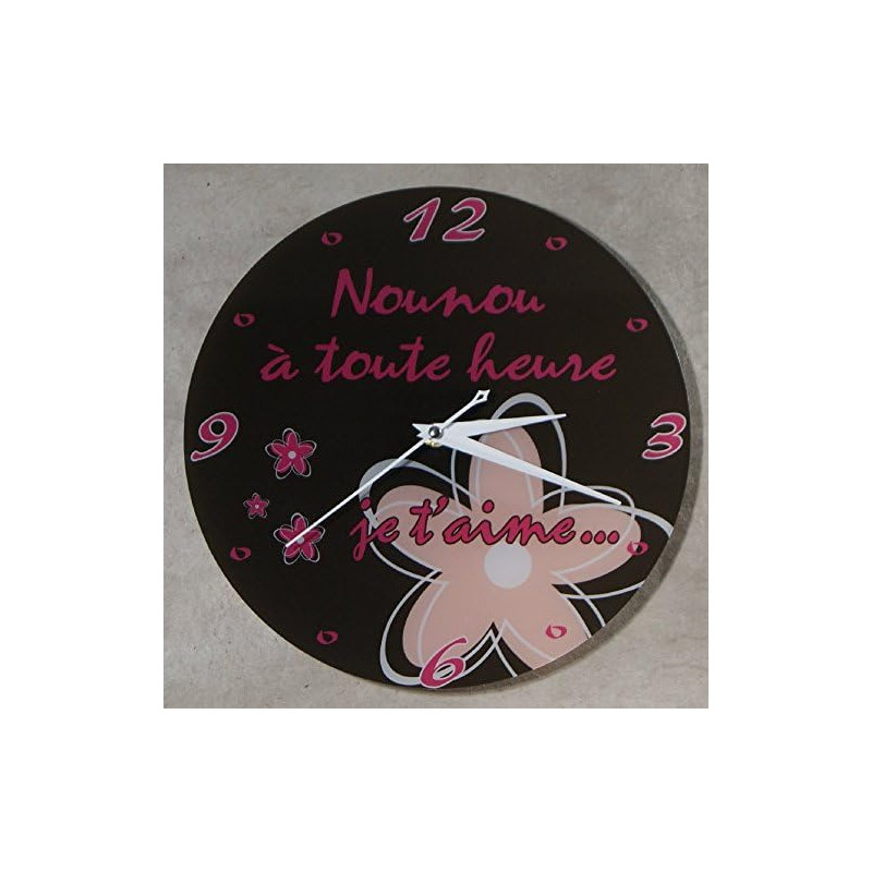 Gravure Events Horloge Je t'aime Nounou – Cadeau pour la fête des Nounous, Noël, Anniversaire, Fin de contrat, Fin d'année
