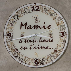 HbMy - Horloge Je t'aime Mamie – Cadeau original pour Papi et Mamy – Fête des Grands mères, Anniversaire, Noël...) couleur voir