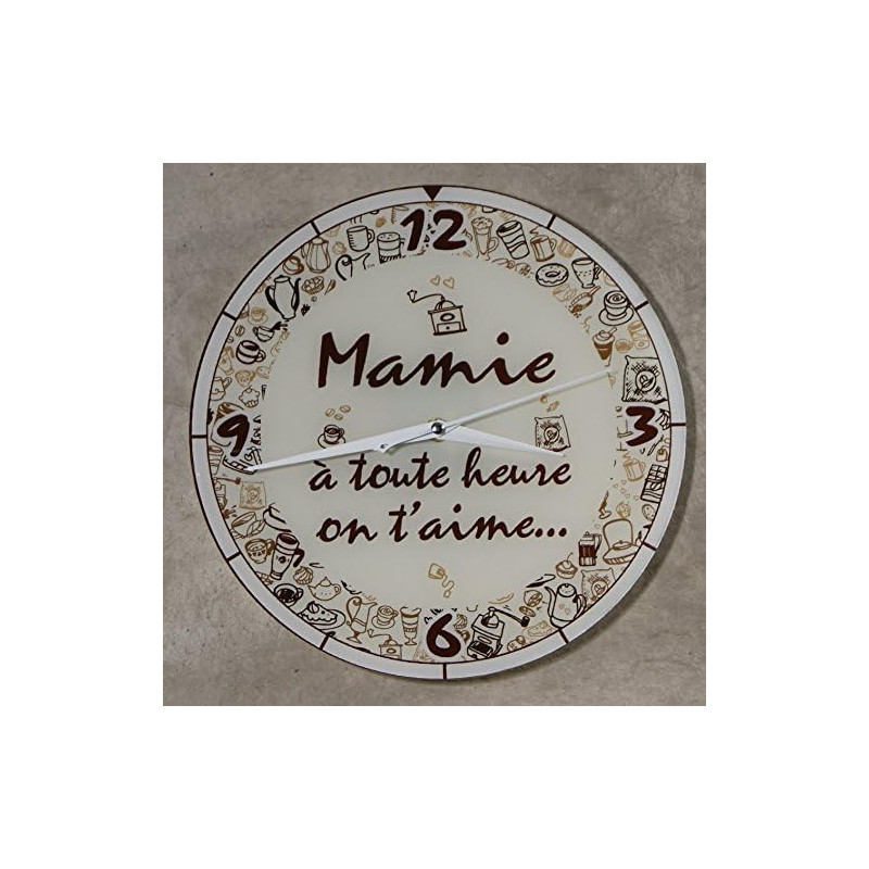 HbMy - Horloge Je t'aime Mamie – Cadeau original pour Papi et Mamy – Fête des Grands mères, Anniversaire, Noël...) couleur voir