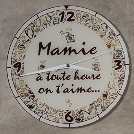 HbMy - Horloge Je t'aime Mamie – Cadeau original pour Papi et Mamy – Fête des Grands mères, Anniversaire, Noël...) couleur voir
