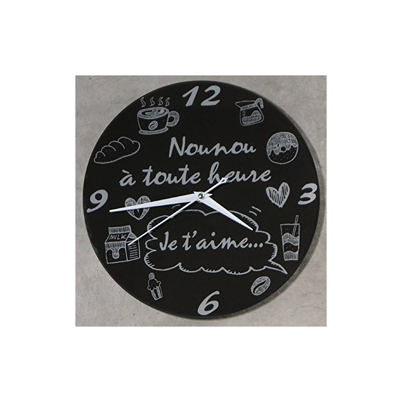 Horloge Je t'aime Nounou – Cadeau pour la fête des Nounous, Noël, Anniversaire, fin de contrat, fin d'année scolaire