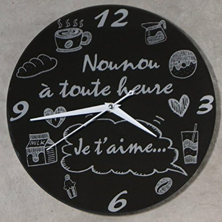 Horloge Je t'aime Nounou – Cadeau pour la fête des Nounous, Noël, Anniversaire, fin de contrat, fin d'année scolaire