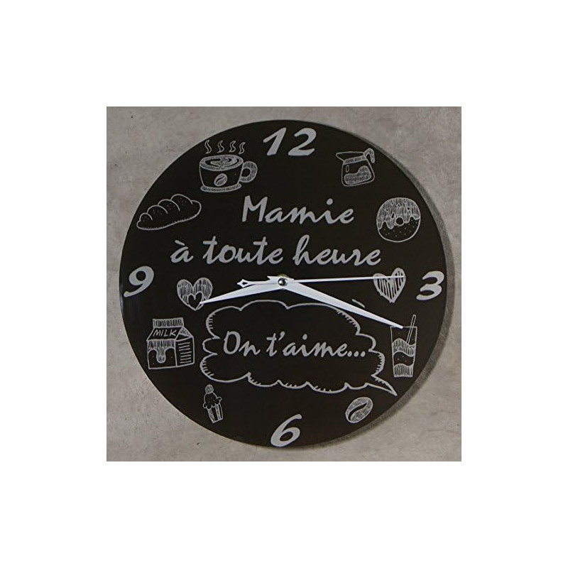 Gravure Events Horloge Je t'aime Mamie - Cadeau Original pour Papi et Mamy - Fête des Grands Mères, Anniversaire, Noël