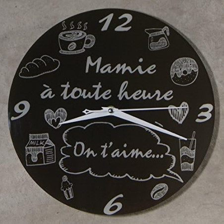 Gravure Events Horloge Je t'aime Mamie - Cadeau Original pour Papi et Mamy - Fête des Grands Mères, Anniversaire, Noël