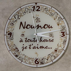 Gravure Events Horloge Je t'aime Nounou – Cadeau pour la fête des Nounous, Noël, Anniversaire, Fin de contrat, Fin d'année
