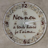 Gravure Events Horloge Je t'aime Nounou – Cadeau pour la fête des Nounous, Noël, Anniversaire, Fin de contrat, Fin d'année
