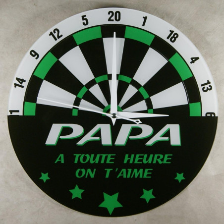 Horloge - PAPA - à toute heure on t'aime - Cadeau pour la fête des Pères, Noël, Anniversaire, Naissance. Couleur voir photot