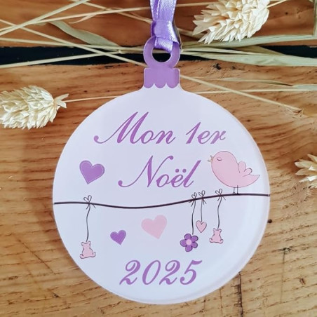 Décoration de Sapin - Mon Premier Noël – Sujet en Acrylique Mod.L - (Alternative à la Boule 1er noël)
