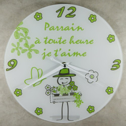 Horloge Je t'aime Parrain – Cadeau pour Parrain : Anniversaire, Noël, Baptême,Communion.