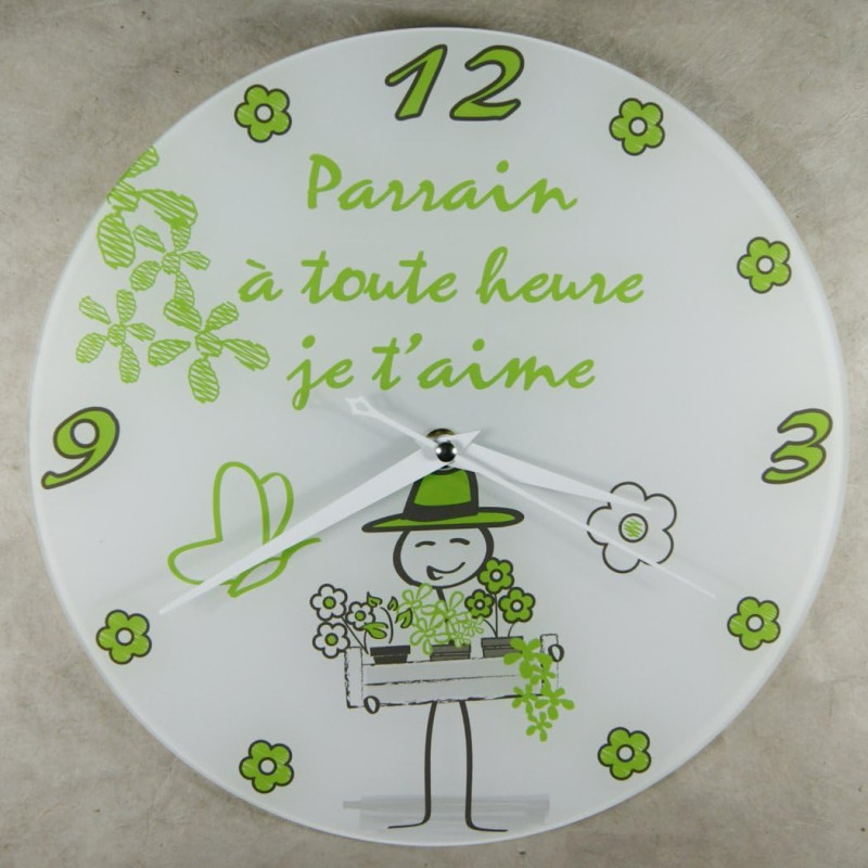 Horloge Je t'aime Parrain – Cadeau pour Parrain : Anniversaire, Noël, Baptême,Communion.