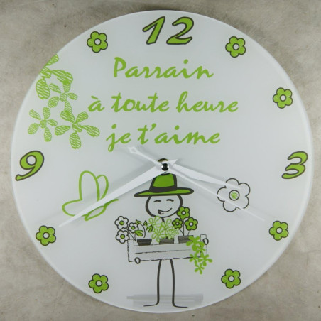 Horloge Je t'aime Parrain – Cadeau pour Parrain : Anniversaire, Noël, Baptême,Communion.