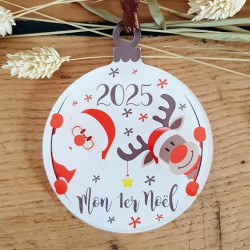 Décoration de Sapin - Mon Premier Noël – Sujet en Acrylique Mod. Père Noël - (Alternative à la Boule 1er noël)