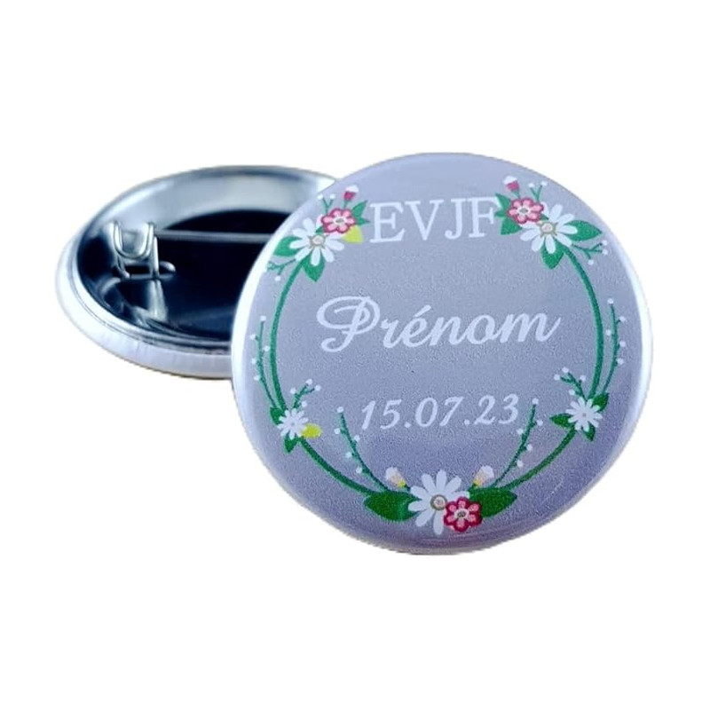 Badge EVJF Personnalisé avec le prénom de la Mariée - Cadeau Enterrement de Vie de Jeune Fille pour une journée entre copine