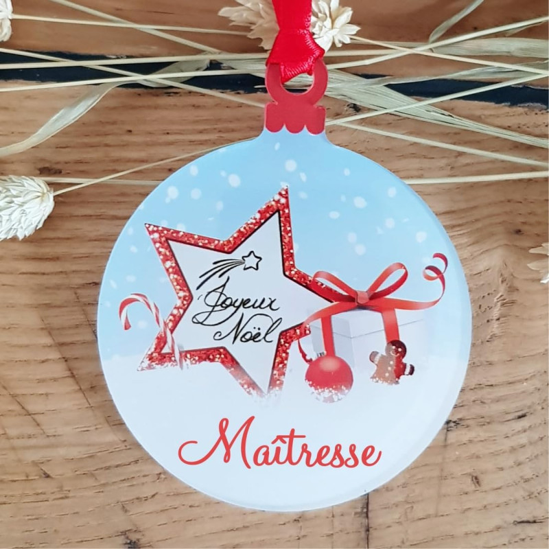 Décoration de Sapin Maîtresse – Un Cadeau de Noël Original pour l'enseignante de Votre Enfant