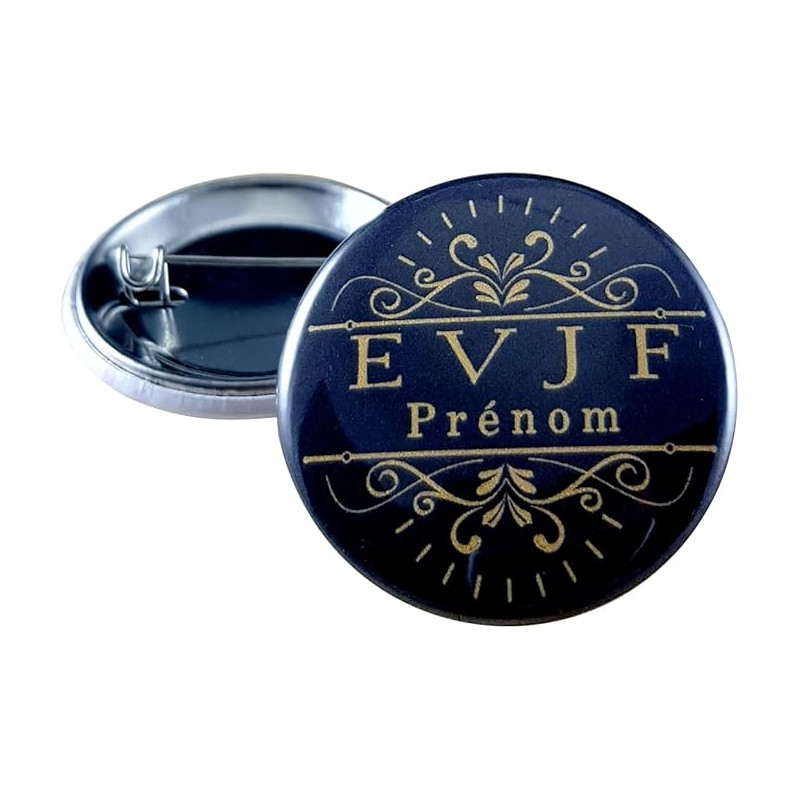 Badge EVJF Personnalisé avec le prénom de la Mariée - Cadeau Enterrement de Vie de Jeune Fille pour une journée entre copine