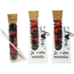 Lot : 1 soliflore Je t'aime Parrain + 1 Marraine – Cadeau Baptême, Boite contenant à dragées – idéal pour une décoration de
