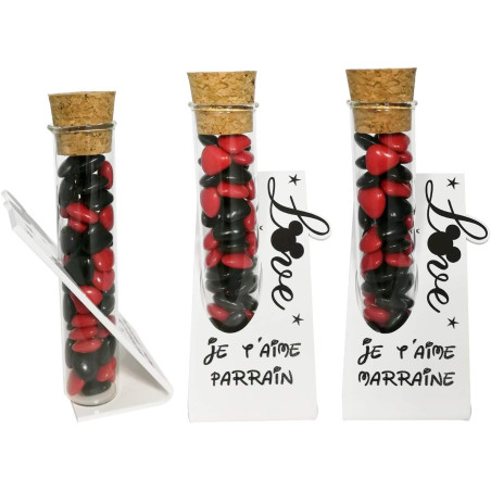Lot : 1 soliflore Je t'aime Parrain + 1 Marraine – Cadeau Baptême, Boite contenant à dragées – idéal pour une décoration de