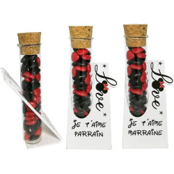 Lot : 1 Soliflore Je t'aime Parrain + 1 Marraine – Cadeau Baptême, Boite contenant à dragées – idéal pour une décoration de