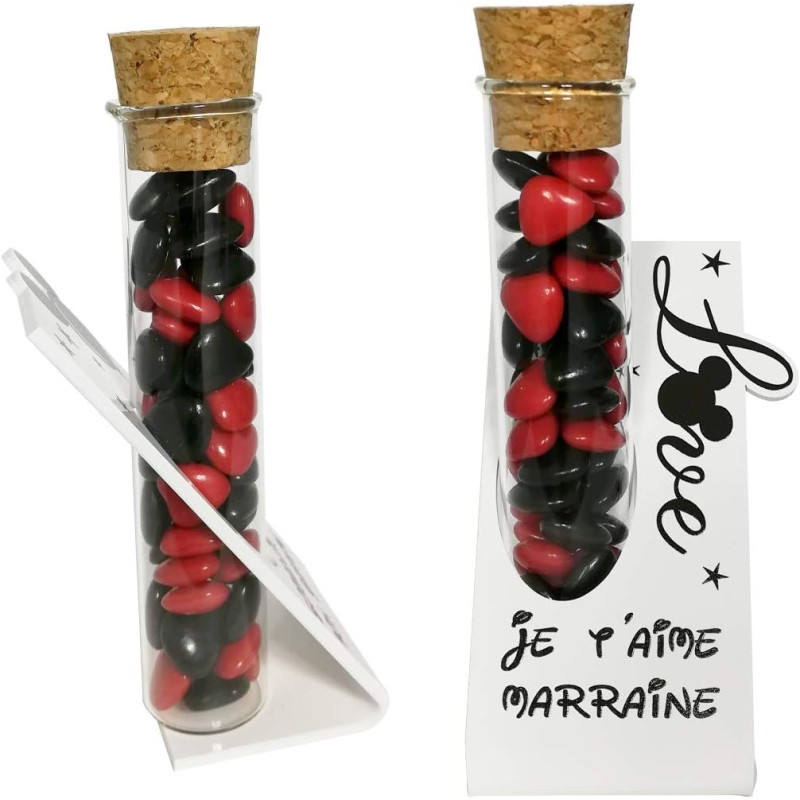 Soliflore Je t'aime Marraine – Cadeau Baptême, Boite contenant à dragées – idéal pour une décoration de table thème Mickey