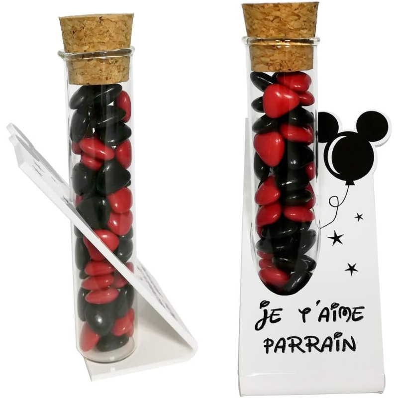 Soliflore Je t'aime Parrain – Cadeau Baptême, Boite contenant à dragées – idéal pour une décoration de table thème Mickey Mouse