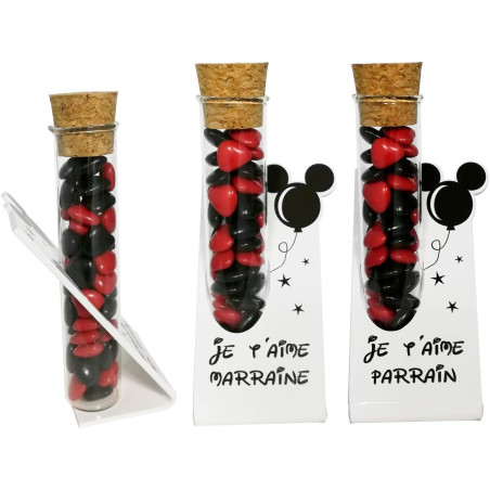 Lot : 1 soliflore Je t'aime Parrain + 1 Marraine – Cadeau Baptême, Boite contenant à dragées – idéal pour une décoration de