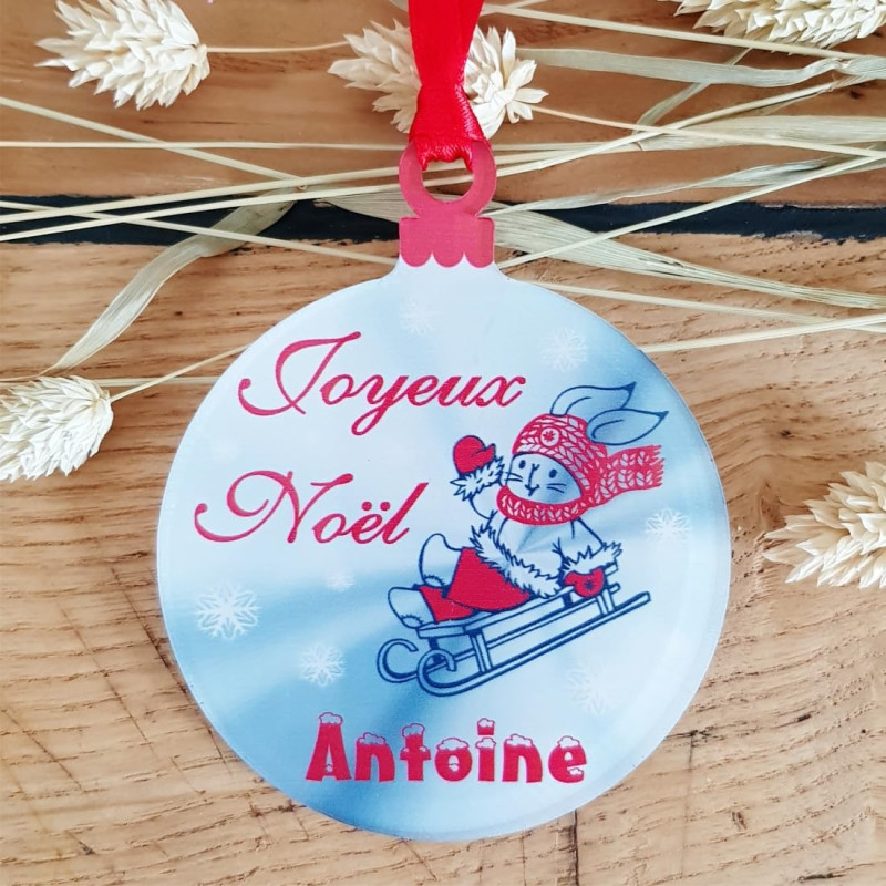 Décoration de Sapin personnalisée avec Votre prénom (Un Joli Cadeau, Une Alternative à la Boule de Noël Traditionnelle en Verre