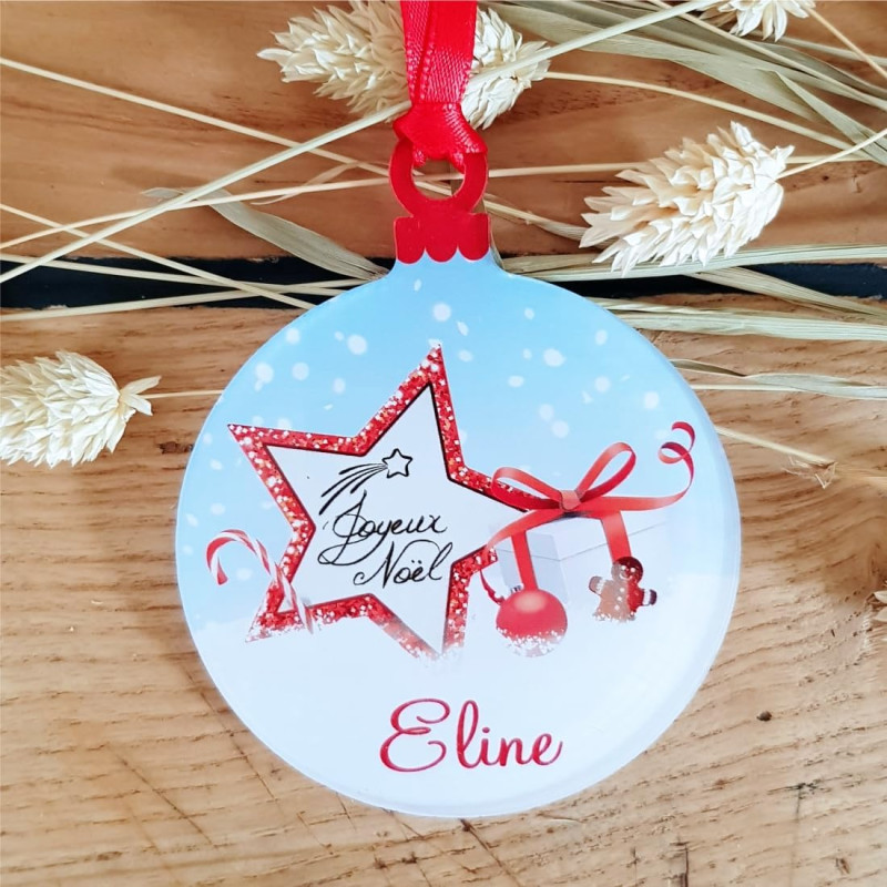 Décoration de Sapin personnalisée avec Votre prénom (Un Joli Cadeau, Une Alternative à la Boule de Noël Traditionnelle en Verre