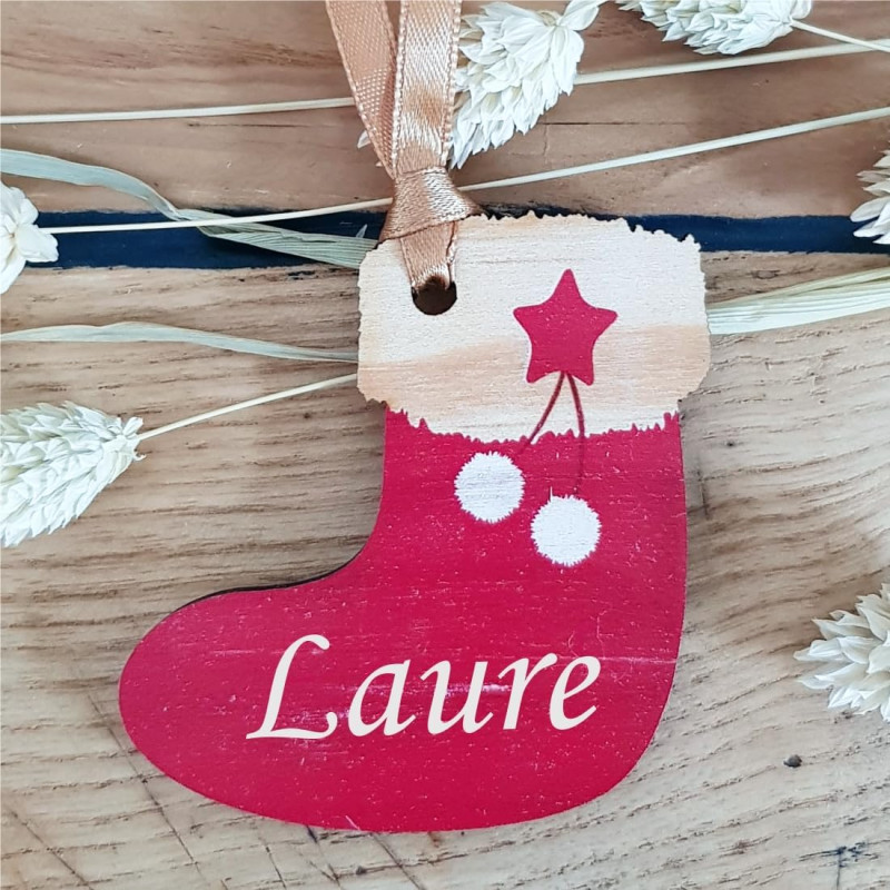 Gravure Events Décoration de Sapin en Bois personnalisée avec Votre prénom (Un Joli Cadeau, Une Alternative à la Boule de Noël