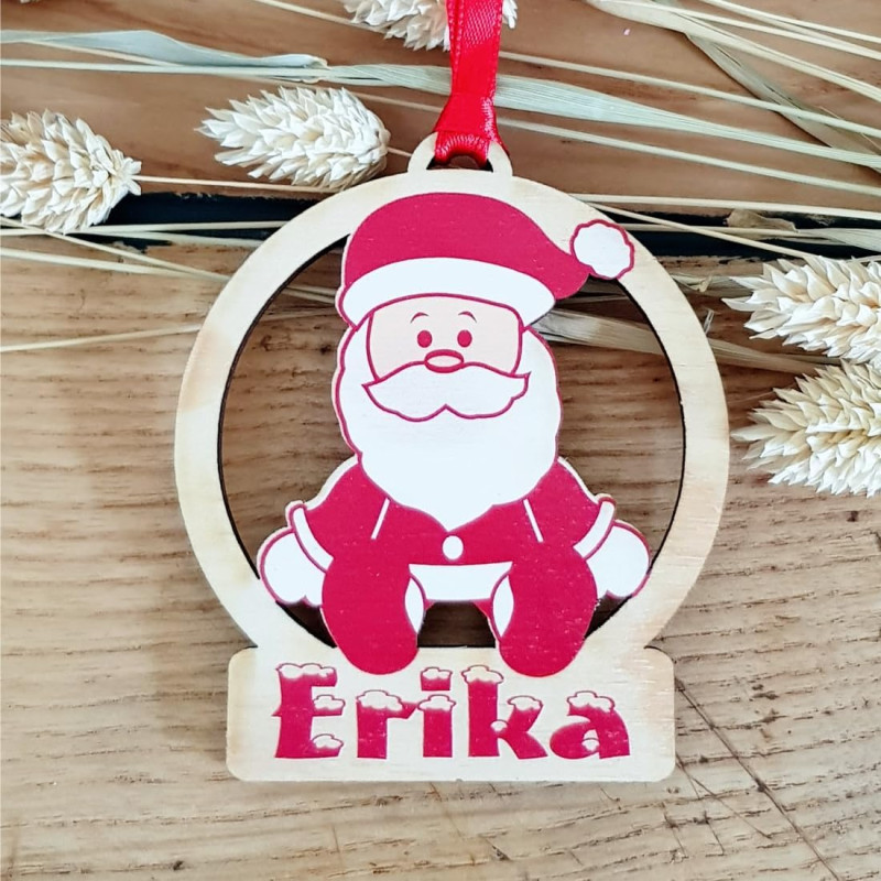 Gravure Events Décoration de Sapin en Bois personnalisée avec Votre prénom (Un Joli Cadeau, Une Alternative à la Boule de Noël