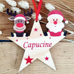 Gravure Events Décoration de Sapin en Bois personnalisée avec Votre prénom (Un Joli Cadeau, Une Alternative à la Boule de Noël