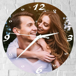 Gravure Events Grande Horloge Personnalisée avec Votre Photo - Diamètre 28,5 cm - Cadeau Personnalisable Saint-Valentin Noël