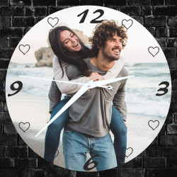 Gravure Events Grande Horloge Personnalisée avec Votre Photo - Diamètre 28,5 cm - Cadeau Personnalisable Saint-Valentin Noël
