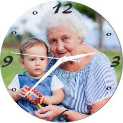 Gravure Events Grande Horloge Personnalisée avec Votre Photo - Diamètre 28,5 cm - Mamy Cadeau Personnalisable Mamie - Cadeau