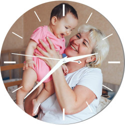 Gravure Events Grande Horloge Personnalisée avec Votre Photo - Diamètre 28,5 cm - Mamy Cadeau Personnalisable Mamie - Cadeau