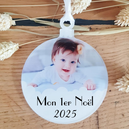 Gravure Events Décoration de Sapin Mon Premier Noël personnalisée avec la Photo de bébé (Un Joli Cadeau, Une Alternative à la