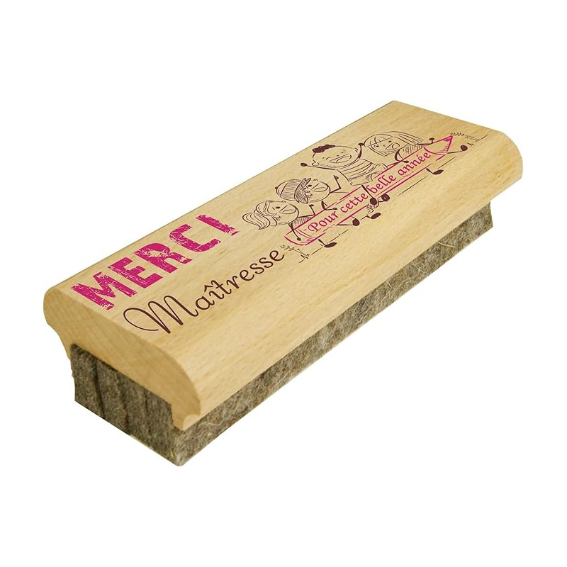Cadeau Maîtresse d'école - Brosse à tableau en Bois efface le Feutre et la Craie sur Tableaux Noirs et Tableaux Blancs (Merci