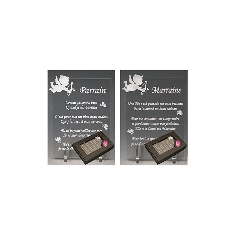1 Poème Parrain + 1 Marraine - Ange - Baptême & Communion