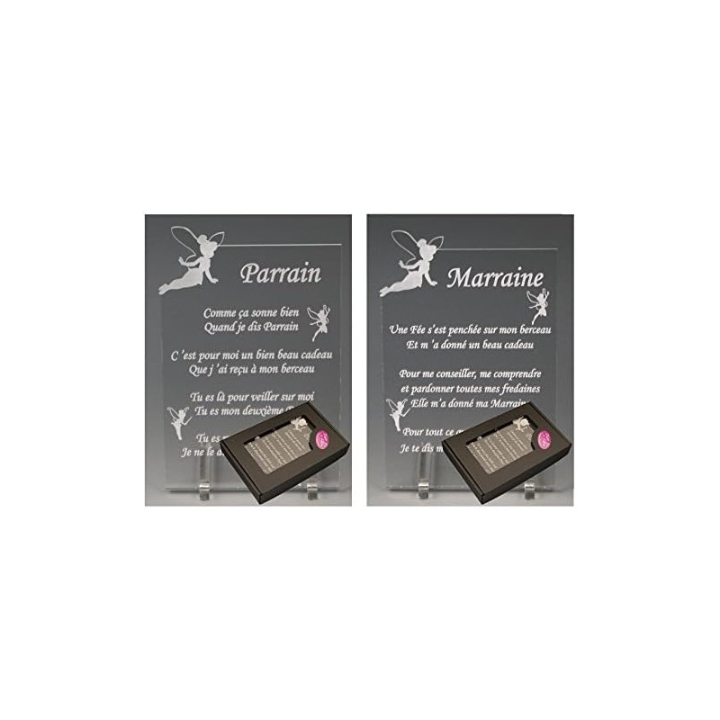 1 Poème Parrain + 1 Marraine - Fée - Baptême & Communion