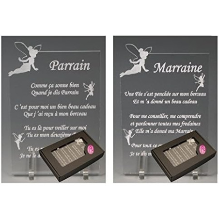 1 Poème Parrain + 1 Marraine - Fée - Baptême & Communion