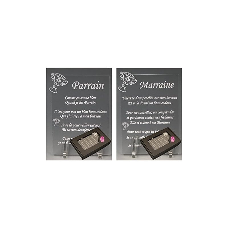 1 Poème Parrain + 1 Marraine - Calice - Baptême & Communion