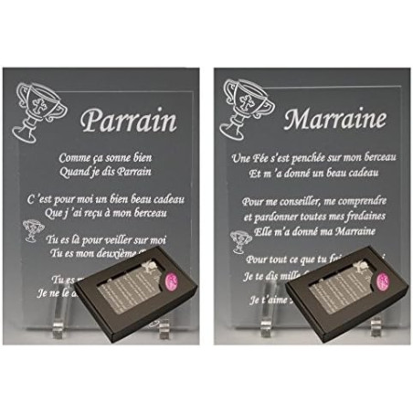 1 Poème Parrain + 1 Marraine - Calice - Baptême & Communion