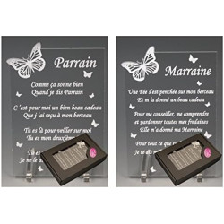 Gravure Events 1 Poème Parrain + 1 Marraine - Papillon - Baptême & Communion