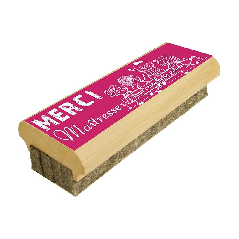 Cadeau Maîtresse d'école - Brosse à tableau en Bois efface le Feutre et la Craie sur Tableaux Noirs et Tableaux Blancs (Merci