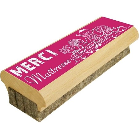 Cadeau Maîtresse d'école - Brosse à tableau en Bois efface le Feutre et la Craie sur Tableaux Noirs et Tableaux Blancs (Merci
