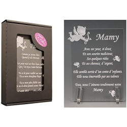 Gravure Events 1 Poème Mamy – Ange Cl (Cadeau pour la fête des Grands-mères, Noël, Baptême, Anniversaire de Mamie...)