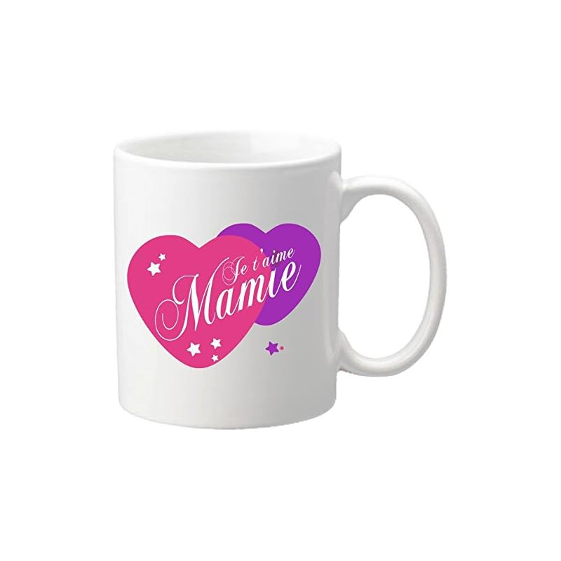 Mug Je t'aime Mamie – Cadeau pour la fête des Grands Mères, Noël, Anniversaire, Pâques, Baptême (Mug pour Mamy)