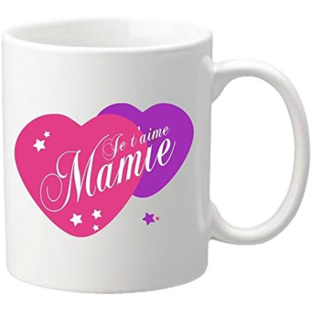 Mug Je t'aime Mamie – Cadeau pour la fête des Grands Mères, Noël, Anniversaire, Pâques, Baptême (Mug pour Mamy)