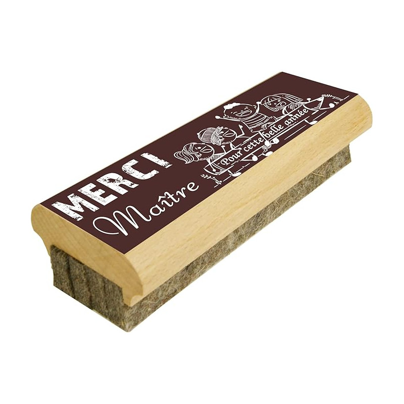 Brosse en Bois pour Tableau Merci Maître pour cette belle année - efface le Feutre et la Craie sur les Tableaux Noirs comme sur