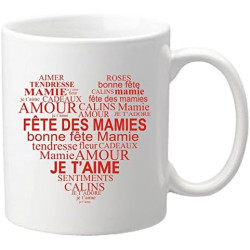 Gravure Events Mug – Je t'aime Mamie – Cadeau pour la fête des Grands Mères, Noël, Anniversaire, Pâques, Baptême (Mug pour Mamy)